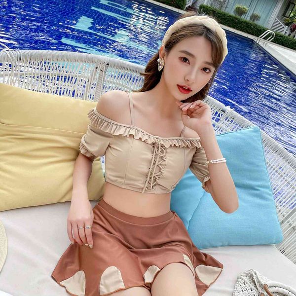 swimsuit women's net red wind conservative boxer pants show thin cover belly small chest gather high waist bubble spring swimming suit, White;black
swimsuit women's net red wind conservative boxer pants show thin cover belly small chest gather high waist bubble spring swimming suit, White;black