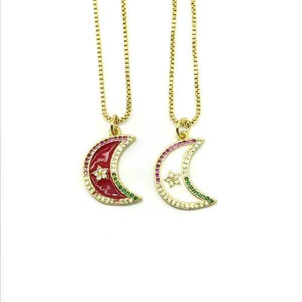 pendant necklaces 5pcs/lot est gold color enamel moon with star necklace rainbow cz fashion jewelry, Silver
pendant necklaces 5pcs/lot est gold color enamel moon with star necklace rainbow cz fashion jewelry, Silver