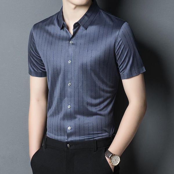 summer grey striped ice silk mens shirts smooth cozy work large sizes office social satin clothing dad men's casual, White;black
summer grey striped ice silk mens shirts smooth cozy work large sizes office social satin clothing dad men's casual, White;black