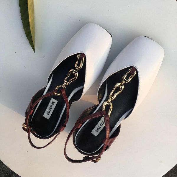 dress shoes yd-ever genuine leather med heels metal chains shallow buckle straps square toe brand british style mature lady l3f1-a, Black
dress shoes yd-ever genuine leather med heels metal chains shallow buckle straps square toe brand british style mature lady l3f1-a, Black