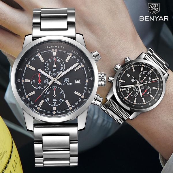 wristwatches luxury men's watches benyar brand fashion men wrist watch military waterproof for chronograph relogio masculino, Slivery;brown
wristwatches luxury men's watches benyar brand fashion men wrist watch military waterproof for chronograph relogio masculino, Slivery;brown