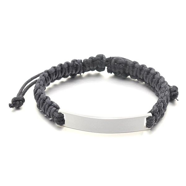 charm bracelets men's hand braided black bracelet with high polished stainless steel blank id plaque, Golden;silver
charm bracelets men's hand braided black bracelet with high polished stainless steel blank id plaque, Golden;silver