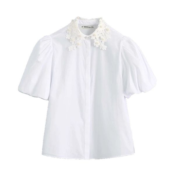 women sweet fashion faux pearl beading decoration blouses vintage lapel collar puff sleeve shirts girls casual chic 210520, White
women sweet fashion faux pearl beading decoration blouses vintage lapel collar puff sleeve shirts girls casual chic 210520, White