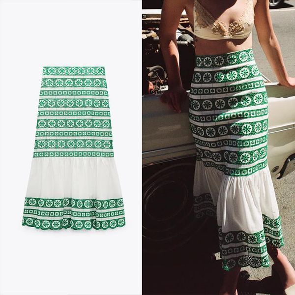za embroidery summer elegant women skirts office floral knee length high waist streetwear, Black
za embroidery summer elegant women skirts office floral knee length high waist streetwear, Black