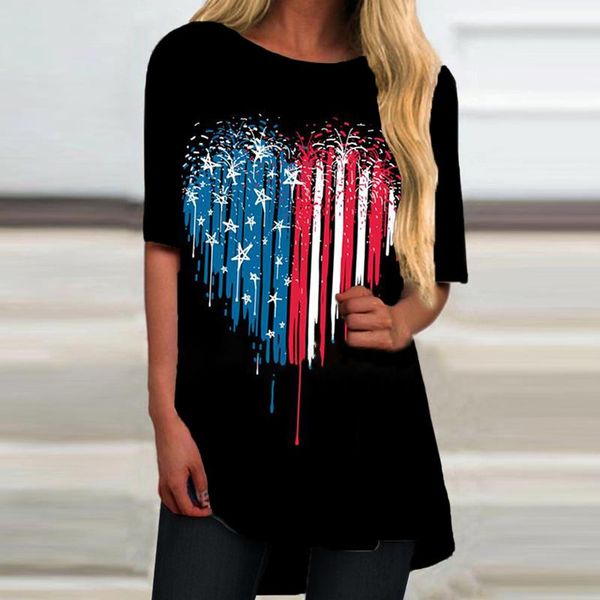 women's t-shirt fashion woman short sleeve o-neck printed casual blouse summer t-shirts plus size, White
women's t-shirt fashion woman short sleeve o-neck printed casual blouse summer t-shirts plus size, White