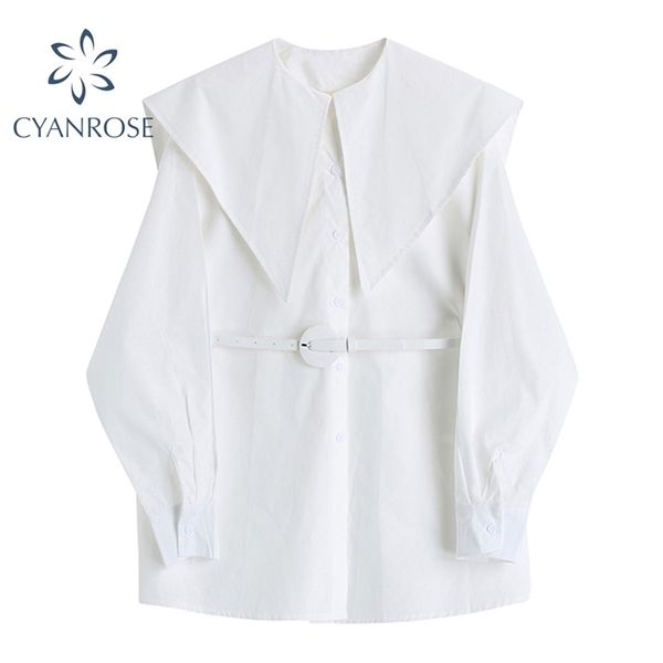 oversized solid blouses with high waist belt sailor collar retro spring long sleeve korean elegant cardigan shirt lady 210430, White
oversized solid blouses with high waist belt sailor collar retro spring long sleeve korean elegant cardigan shirt lady 210430, White