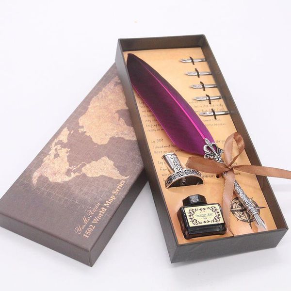 1set retro vintage calligraphy feather dip pen creative fountain pens writing ink set stationery
1set retro vintage calligraphy feather dip pen creative fountain pens writing ink set stationery
