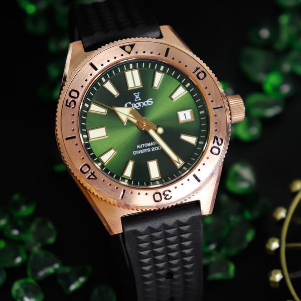 wristwatches cronos retro men's diving watch bronze cusn8 automatic japan nh35 meechanical calendar luminous rubber men sapphire clock, Slivery;brown
wristwatches cronos retro men's diving watch bronze cusn8 automatic japan nh35 meechanical calendar luminous rubber men sapphire clock, Slivery;brown
