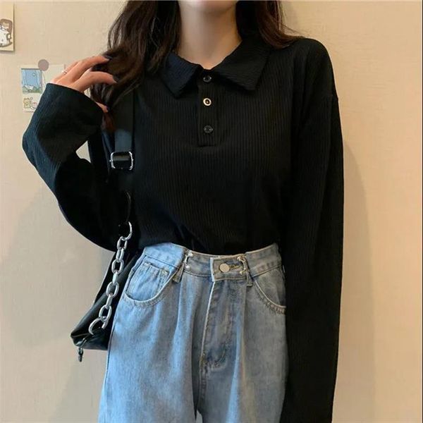 casual polo shirt long sleeve women sweater elastic knitted crop autumn winter jumpers fashion striped solid, White;black
casual polo shirt long sleeve women sweater elastic knitted crop autumn winter jumpers fashion striped solid, White;black