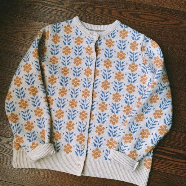 women's knits & tees korean retro double thickened jacquard knitted sweater cardigan crewneck coat, White
women's knits & tees korean retro double thickened jacquard knitted sweater cardigan crewneck coat, White