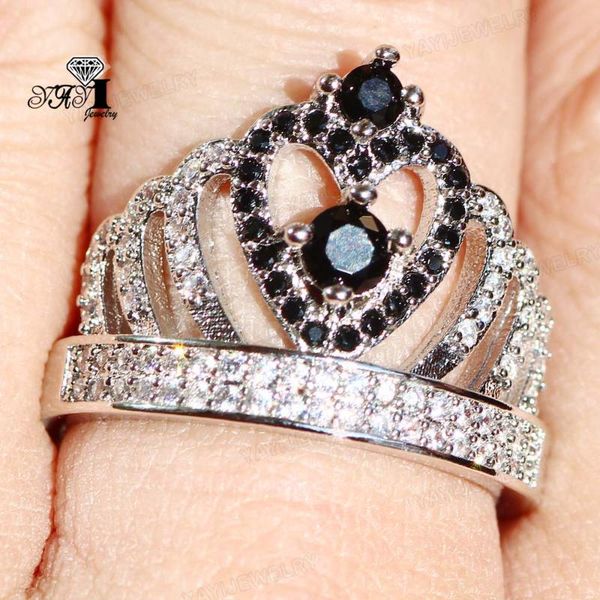 wedding rings yayi jewelry princess cut 8 ct black zircon silver color engagement heart crown party ring christmas gifts, Slivery;golden
wedding rings yayi jewelry princess cut 8 ct black zircon silver color engagement heart crown party ring christmas gifts, Slivery;golden
