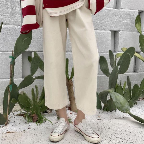 autumn women straight wide-legged jeans solid color wide leg female students preppy style button cotton linen trousers women's, Blue
autumn women straight wide-legged jeans solid color wide leg female students preppy style button cotton linen trousers women's, Blue