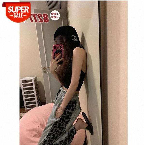 customized leopard print stitching high waist corset sports pants women loose casual harem #fh7n, Black;gray