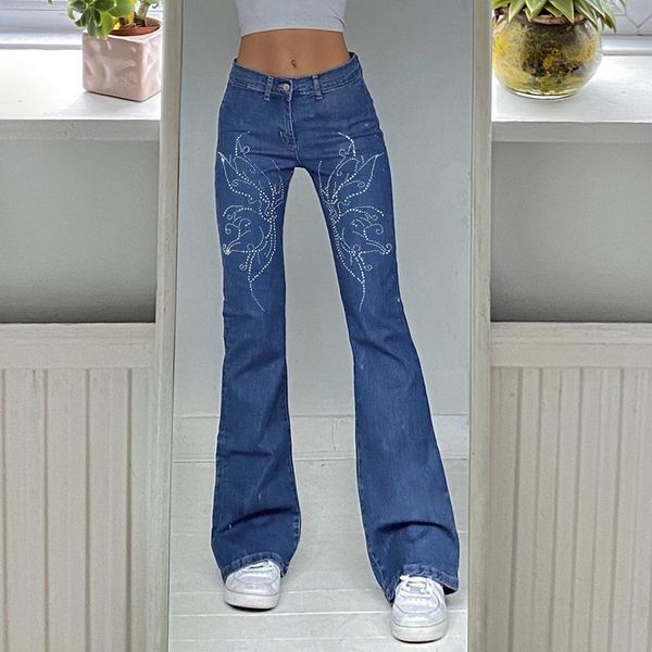 women's jeans y2k butterfly rhinestone printed flared women low waist retro pants harajuku baggy denim trouser cute streetwear, Blue
women's jeans y2k butterfly rhinestone printed flared women low waist retro pants harajuku baggy denim trouser cute streetwear, Blue