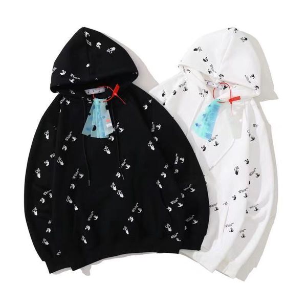 2021 autumn / winter off full printed finger letters casual hooded plush pullover for men and women, Black
2021 autumn / winter off full printed finger letters casual hooded plush pullover for men and women, Black