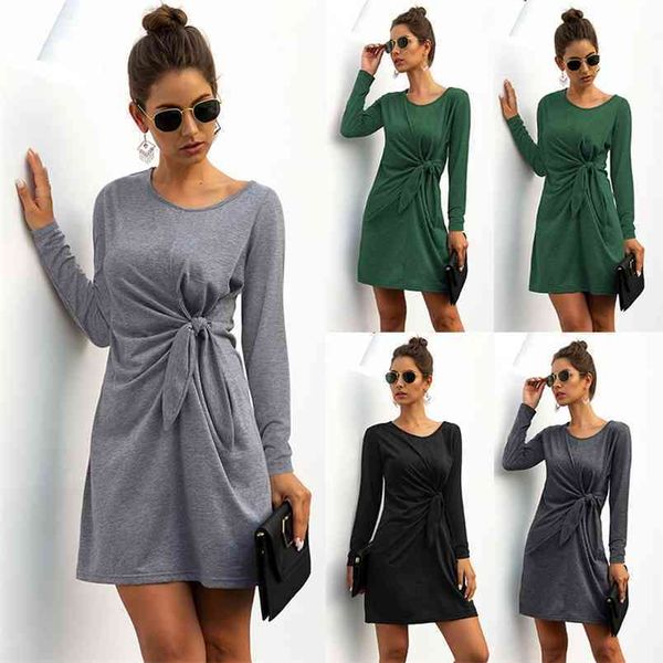 solid color bow long sleeve commuting dress women's autumn fashion simple casual round neck waist mini pullover 210522, Black;gray
solid color bow long sleeve commuting dress women's autumn fashion simple casual round neck waist mini pullover 210522, Black;gray