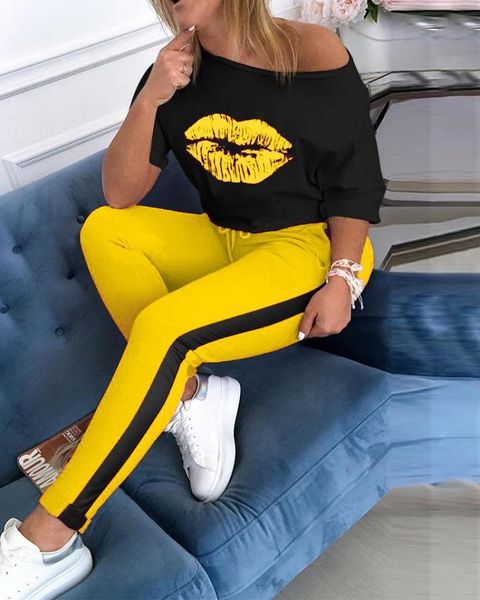 casual sport suits sets women tracksuits 2pieces lips print short sleeve t shirt side stripe lace up pencil pants female, Gray
casual sport suits sets women tracksuits 2pieces lips print short sleeve t shirt side stripe lace up pencil pants female, Gray