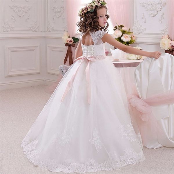 cap sleeves girl pageant dress wedding party flower girl dresses, White;blue
cap sleeves girl pageant dress wedding party flower girl dresses, White;blue