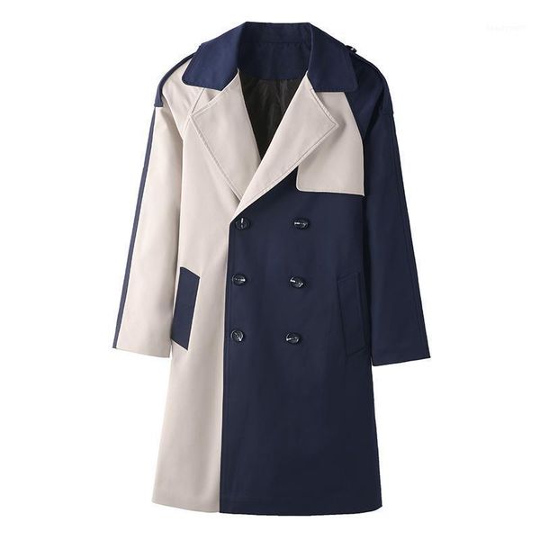 men's trench coats boutique fashion stitching contrast color mens casual double-breasted long coat jacket, Tan;black
men's trench coats boutique fashion stitching contrast color mens casual double-breasted long coat jacket, Tan;black