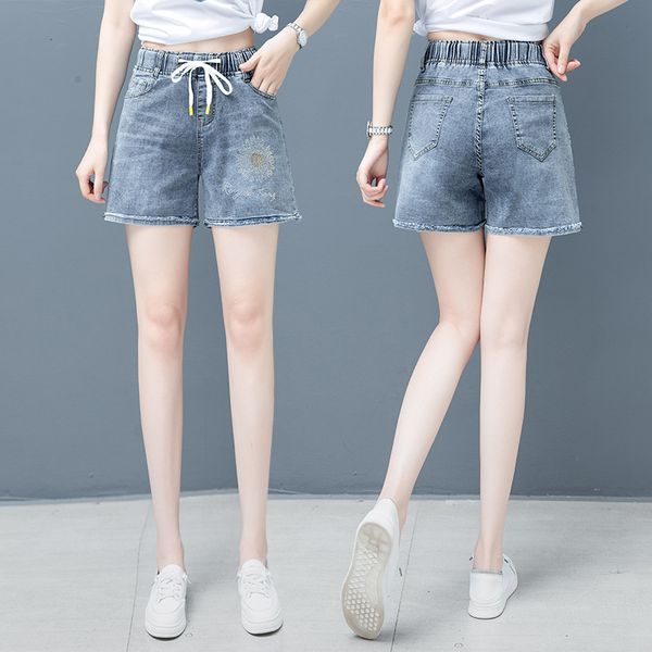 women's jeans denim shorts summer wear 2021 new high waist slim fashion embroidery elastic loose thin pants, Blue
women's jeans denim shorts summer wear 2021 new high waist slim fashion embroidery elastic loose thin pants, Blue