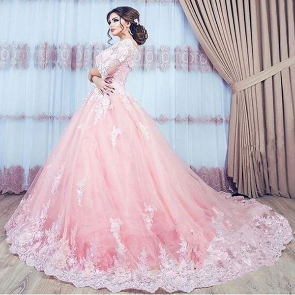 2021 vestios de novia a-line bridal gowns v-neck lace appliques long sleeves garden elegant button wedding dresses with see through back, White
2021 vestios de novia a-line bridal gowns v-neck lace appliques long sleeves garden elegant button wedding dresses with see through back, White