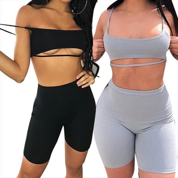 short two piece set women tracksuits crop and biker shorts grey black bodycon matching sets summer clothes for, Gray
short two piece set women tracksuits crop and biker shorts grey black bodycon matching sets summer clothes for, Gray