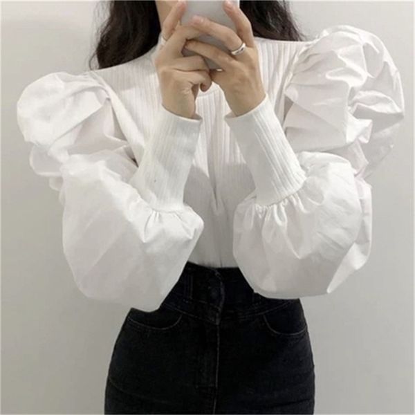 women's o-neck puff sleeve slim fit women blouse autumn vertical stripes knitted patchwork shirt solid femme blusas gk384 210507, White
women's o-neck puff sleeve slim fit women blouse autumn vertical stripes knitted patchwork shirt solid femme blusas gk384 210507, White