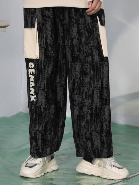 men letter graphic pants 77oh#, Black