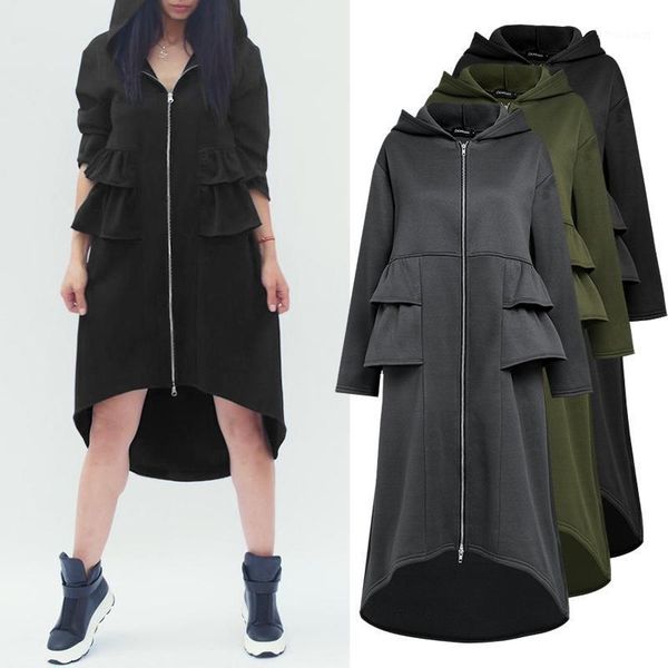 fashion winter sweatshirt coat celmia women long sleeve asymmetrical fleece hoodies jackets zipper casual pleated outerwear women's, Black;brown
fashion winter sweatshirt coat celmia women long sleeve asymmetrical fleece hoodies jackets zipper casual pleated outerwear women's, Black;brown