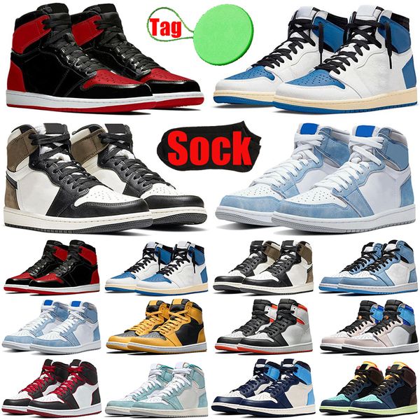 with sock and tag 1 1s mens womens basketball shoes bred patent fragment university blue dark mocha hyper royal men trainers sports sneakers
with sock and tag 1 1s mens womens basketball shoes bred patent fragment university blue dark mocha hyper royal men trainers sports sneakers