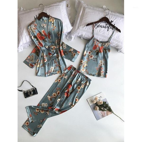 women's 3 pcs women pajamas sets with pants pyjama satin flower print nightwear silk negligee sleepwear pyjama1 3aae, Black;red
women's 3 pcs women pajamas sets with pants pyjama satin flower print nightwear silk negligee sleepwear pyjama1 3aae, Black;red