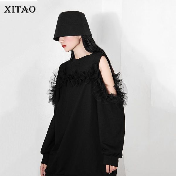 women's hoodies & sweatshirts xitao minority hollow mesh stitching sweatshirt women fashion wild loose plus size 2021 autumn trend wj1, Black
women's hoodies & sweatshirts xitao minority hollow mesh stitching sweatshirt women fashion wild loose plus size 2021 autumn trend wj1, Black