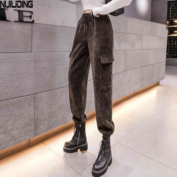 women corduroy cargo pants autumn winter high waist loose cropped hip hop ankle length pant female solid mujer pantlatones 210514, Black;white
women corduroy cargo pants autumn winter high waist loose cropped hip hop ankle length pant female solid mujer pantlatones 210514, Black;white