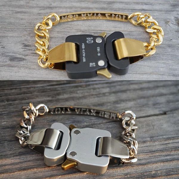 hip hop charm openwork letters 1017 alyx 9sm hero chain metal functional lock buckle bracelet men women link,, Black 
hip hop charm openwork letters 1017 alyx 9sm hero chain metal functional lock buckle bracelet men women link,, Black
