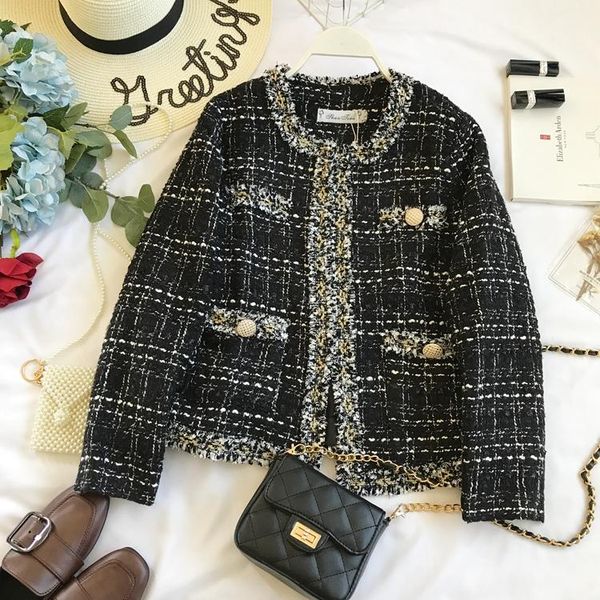 women's wool & blends elegant temperament in the fall and winter of 2021 small sweet romantic sue retro plaid blazer jacket, Black
women's wool & blends elegant temperament in the fall and winter of 2021 small sweet romantic sue retro plaid blazer jacket, Black