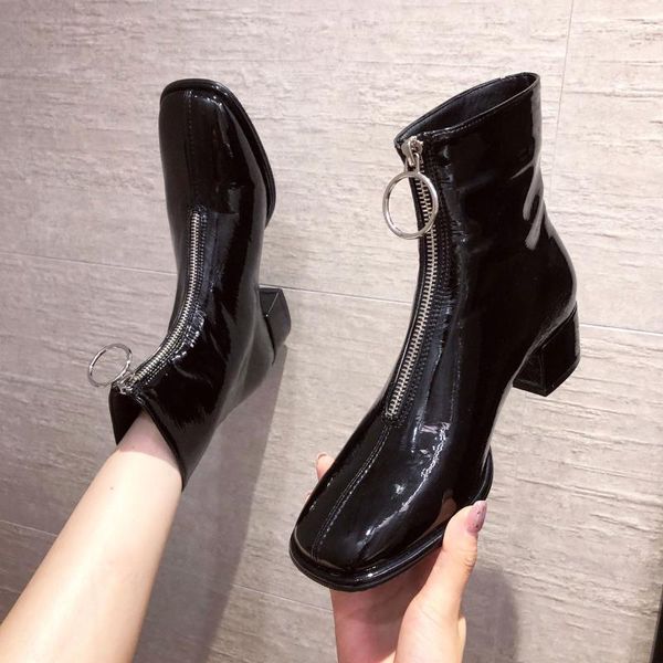 boots women's autumn and winter patent leather short thick-soled high-heel square toe motorcycle boot1, Black
boots women's autumn and winter patent leather short thick-soled high-heel square toe motorcycle boot1, Black
