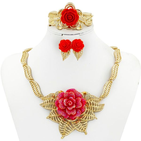 earrings & necklace liffly fashion women jewelry sets red rose jewellery african dubai gold bridal wedding set ring, Silver
earrings & necklace liffly fashion women jewelry sets red rose jewellery african dubai gold bridal wedding set ring, Silver