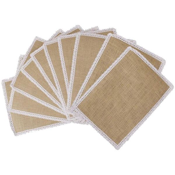 table runner 10pcs 30x22cm burlap mats lace placemats sets nature woven tableware wedding party decor
table runner 10pcs 30x22cm burlap mats lace placemats sets nature woven tableware wedding party decor