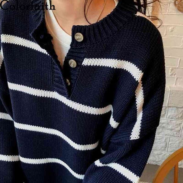 colorfaith new autumn winter women sweater buttons knitted pullovers striped oversize fashionable wild ladies sw8031 210413, White;black
colorfaith new autumn winter women sweater buttons knitted pullovers striped oversize fashionable wild ladies sw8031 210413, White;black