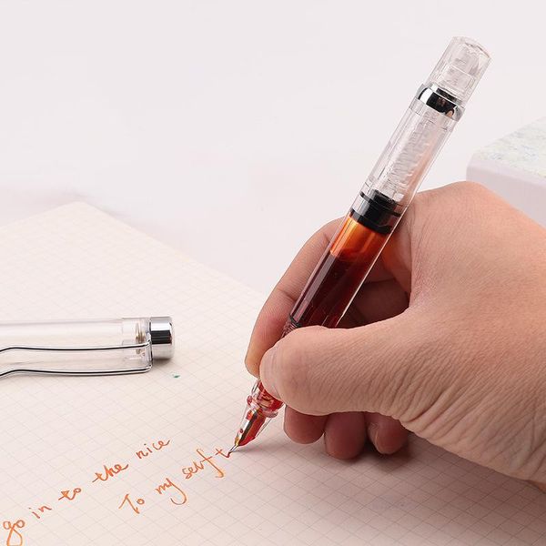 fountain pens posture correction piston pen transparent plastic color white ink with cap folding nib school office
fountain pens posture correction piston pen transparent plastic color white ink with cap folding nib school office