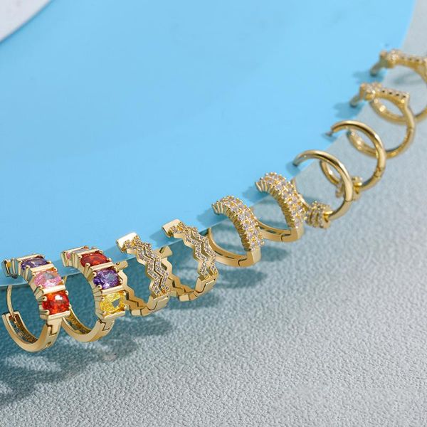 hoop & huggie luxury rainbow cz zircon cross butterfly small earrings women's gold color heart circle buckle earring party jewelry, Golden;silver
hoop & huggie luxury rainbow cz zircon cross butterfly small earrings women's gold color heart circle buckle earring party jewelry, Golden;silver