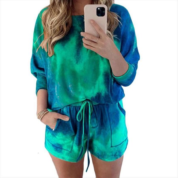 casual loose tie dye women tracksuits colorful clothing sets short sleeve pullover crew neck high waist drawstring shorts, Gray
casual loose tie dye women tracksuits colorful clothing sets short sleeve pullover crew neck high waist drawstring shorts, Gray