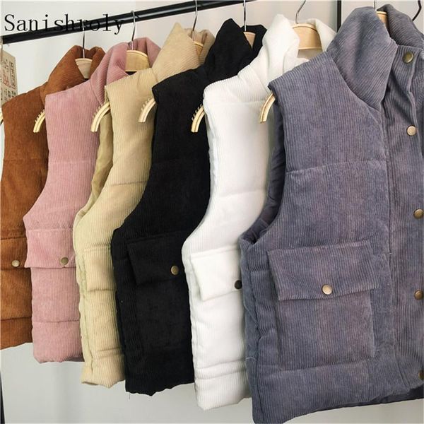 sanishroly women autumn winter sleeveless vest warm thick corduroy cotton waistcoat coat female stand collar short jacket se1188 women', Black;white
sanishroly women autumn winter sleeveless vest warm thick corduroy cotton waistcoat coat female stand collar short jacket se1188 women', Black;white