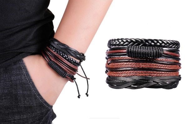 charm bracelets vintage multilayer leather bracelet for men handmade wristband punk rope jewelry wrap & bangles, Golden;silver
charm bracelets vintage multilayer leather bracelet for men handmade wristband punk rope jewelry wrap & bangles, Golden;silver