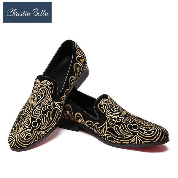dress shoes christia bella summer fashion men loafers gold embroidery handmade velvet party and wedding men's flats slippers, Black
dress shoes christia bella summer fashion men loafers gold embroidery handmade velvet party and wedding men's flats slippers, Black