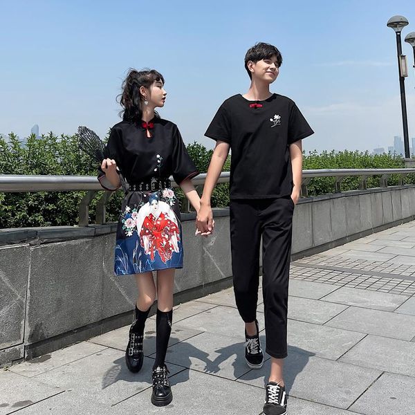 women's t-shirt the couple summer vintage chinoiserie modified dress couples clothes clothing, White
women's t-shirt the couple summer vintage chinoiserie modified dress couples clothes clothing, White