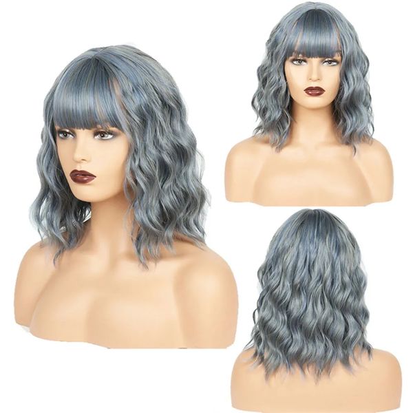 2022 woman classical short wavy bob wig bangs curly synthetic cosplay full head 14 inches, Black
2022 woman classical short wavy bob wig bangs curly synthetic cosplay full head 14 inches, Black