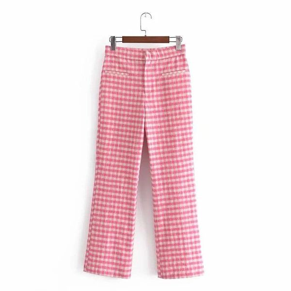 women's pants & capris doujili 2021 pink plaid high waist pocket zipper wide loose long trousers for fashion women, Black;white
women's pants & capris doujili 2021 pink plaid high waist pocket zipper wide loose long trousers for fashion women, Black;white