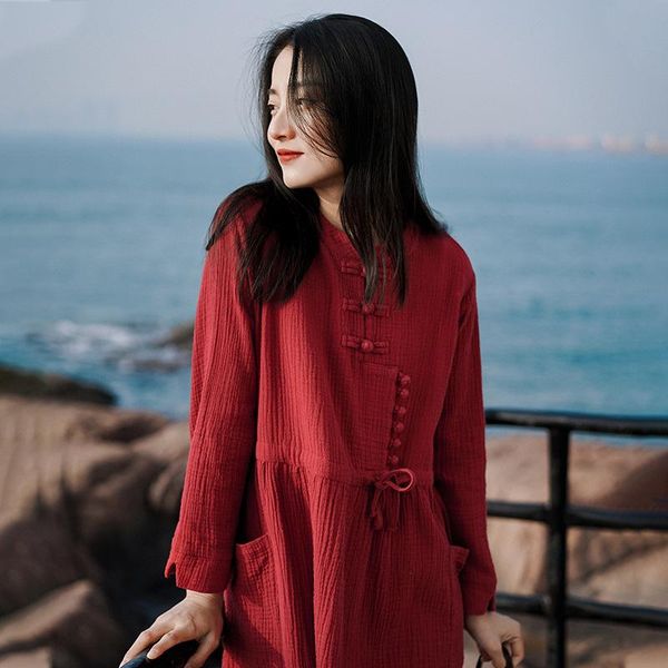 casual dresses women's dress loose-fit waist hugging chinese-style vintage red color spring ethnic plus size, Black;gray
casual dresses women's dress loose-fit waist hugging chinese-style vintage red color spring ethnic plus size, Black;gray
