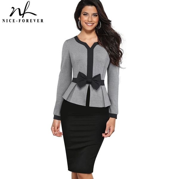 nice-forever winter elegant contrast color patchwork office bow vestidos with long sleeve business bodycon women dress b554 210419, White
nice-forever winter elegant contrast color patchwork office bow vestidos with long sleeve business bodycon women dress b554 210419, White